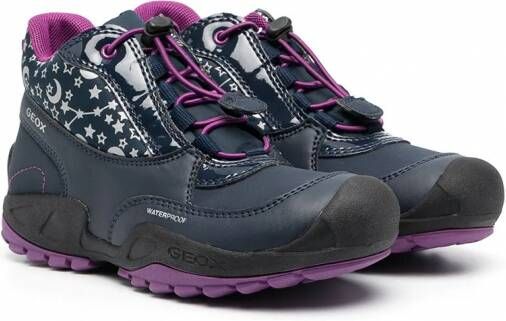 Geox Kids Enkellaarzen met sterprint Blauw