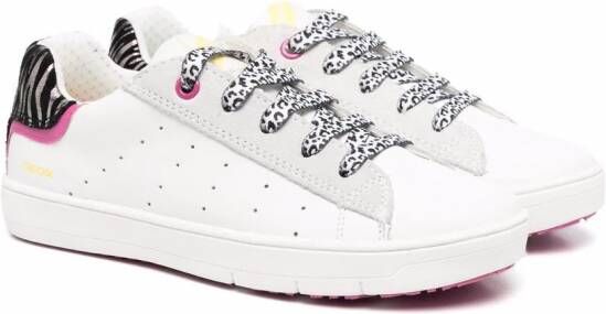 Geox Kids Sneakers met dierenprint Wit