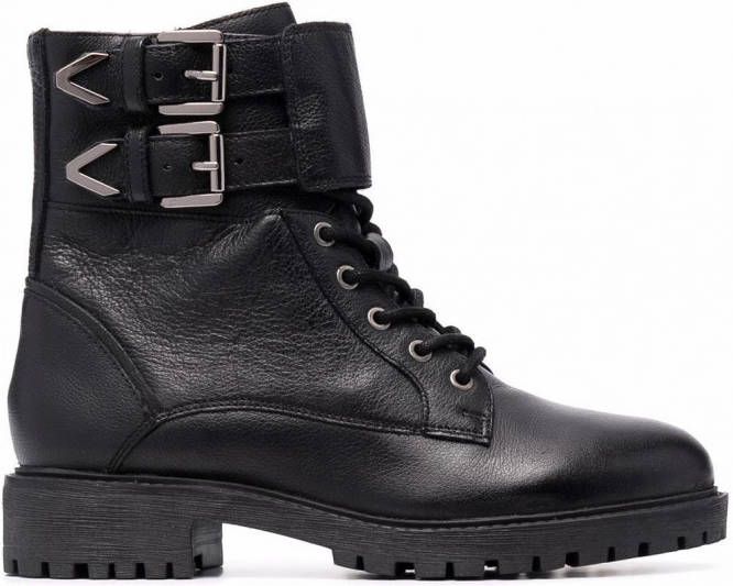 Geox Leren veterlaarzen Zwart