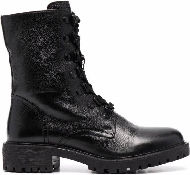 Geox Leren veterlaarzen Zwart
