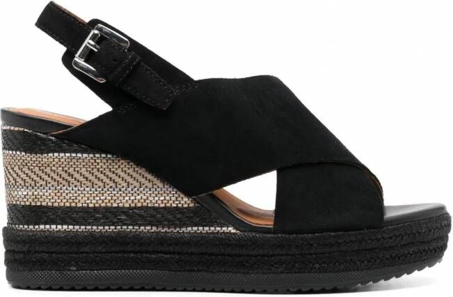 Geox Ponza sandalen met sleehak Zwart