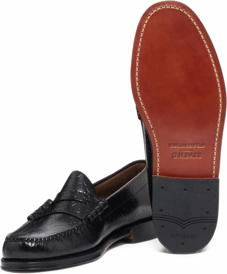 G.H.Bass x Karl Lagerfeld Weejuns embossed leather loafers Zwart - Foto 2