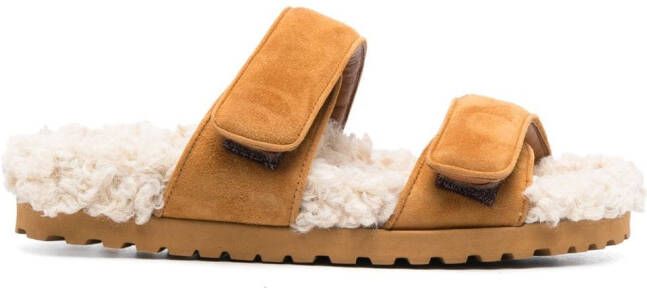 GIABORGHINI Alvine Ugh slippers met imitatie lamswol Bruin