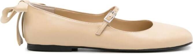 GIABORGHINI bow-detail leather ballerina shoes Beige
