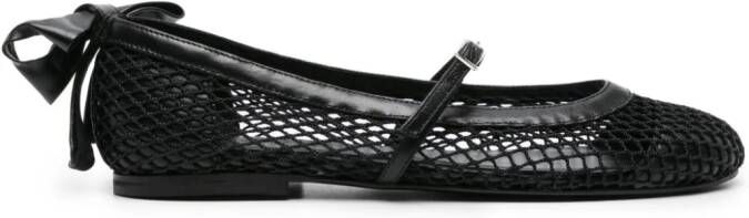 GIABORGHINI bow-detail mesh ballerina shoes Zwart