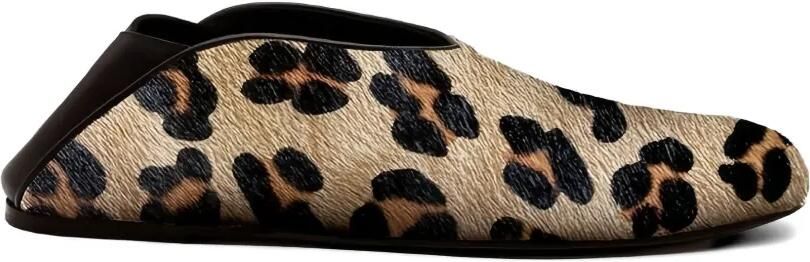 GIABORGHINI Granny muiltjes met luipaardprint Beige