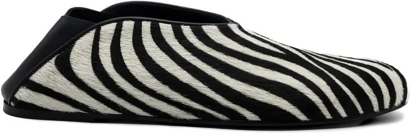 GIABORGHINI Granny muiltjes met zebraprint Wit