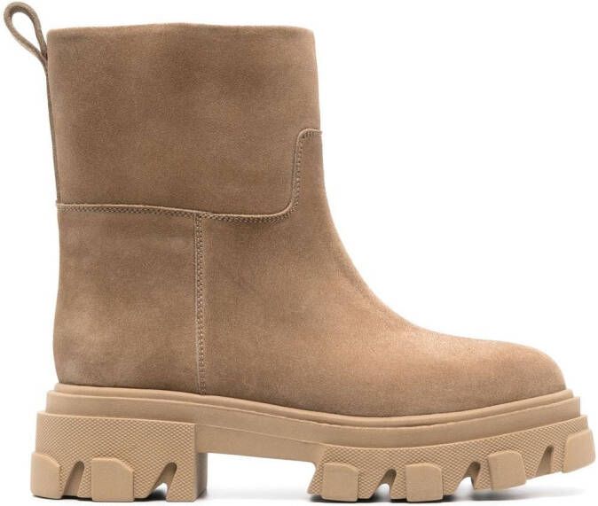 GIABORGHINI Leren enkellaarzen Beige