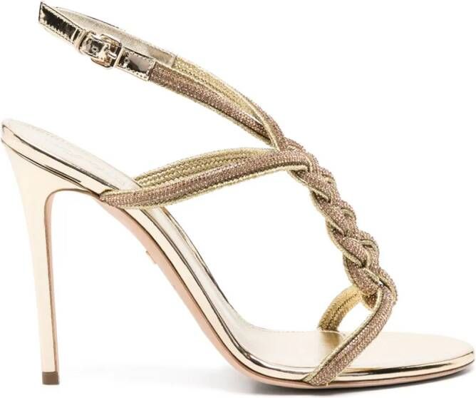 Giambattista Valli Sandalen verfraaid met kristallen 120 mm Goud