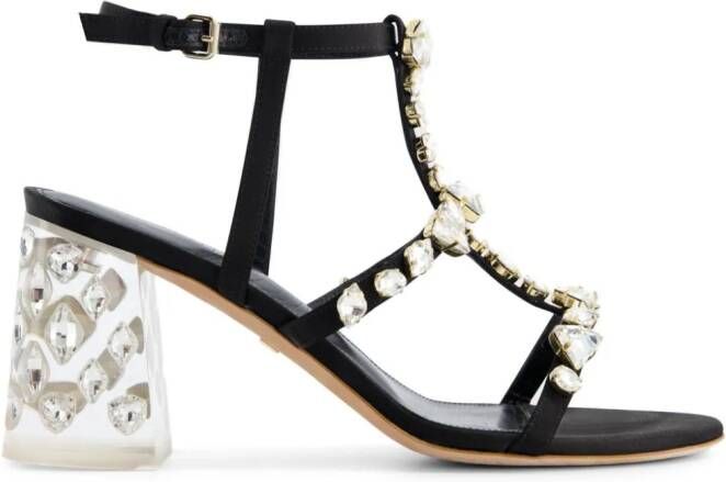 Giambattista Valli Diamond Dip satijnen sandalen Zwart