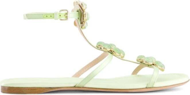 Giambattista Valli Leren sandalen Groen