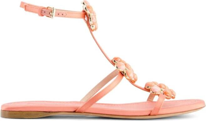 Giambattista Valli Leren sandalen Roze