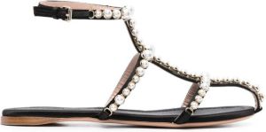 Giambattista Valli Gladiator sandalen verfraaid met parel Zwart