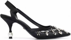 Giambattista Valli Slingback pumps met kristal Zwart
