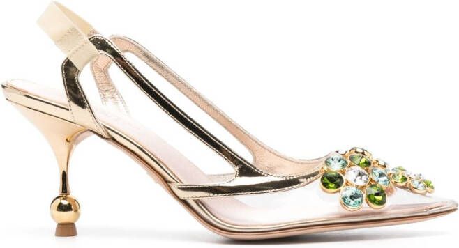 Giambattista Valli Slingback pumps met kristallen Goud