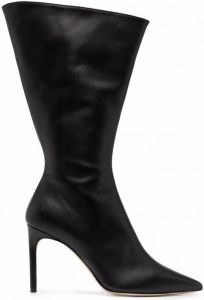 Giannico Leren stiletto laarzen Zwart
