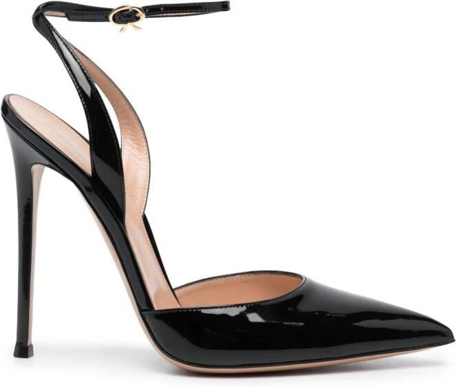 Gianvito Rossi 130mm patent pointed sandals Zwart