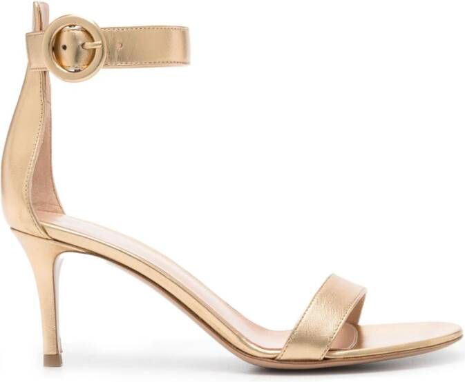 Gianvito Rossi 70mm Portofino metallic leather sandals Goud