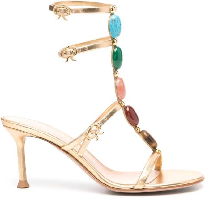 Gianvito Rossi 70mm Shanti leather sandals Goud