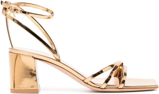 Gianvito Rossi Brielle 60mm spiegelende leren sandalen Goud