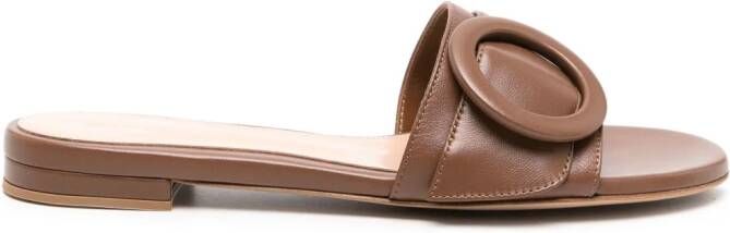 Gianvito Rossi buckle-detail leather slides Bruin