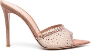 Gianvito Rossi Elle muiltjes verfraaid met kristallen Beige
