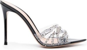 Gianvito Rossi Elle muiltjes verfraaid met kristallen Beige