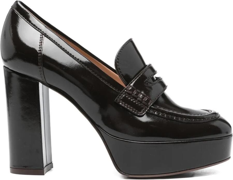 Gianvito Rossi 100 mm lakleren loafers met plateauzool Bruin