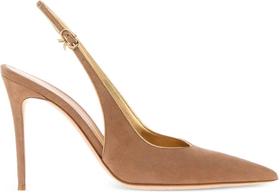 Gianvito Rossi 100 mm Yves suède slingback pumps Beige