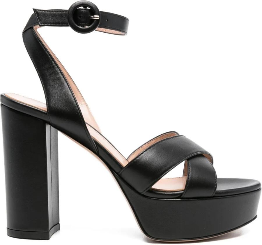 Gianvito Rossi 105 mm Sabrina sandalen met plateauzool en gekruiste bandjes Zwart