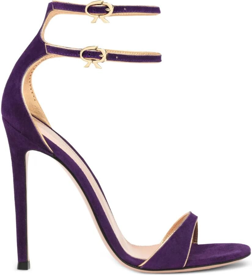 Gianvito Rossi 115 mm Victorine sandalen met dubbele gesp en hak Paars