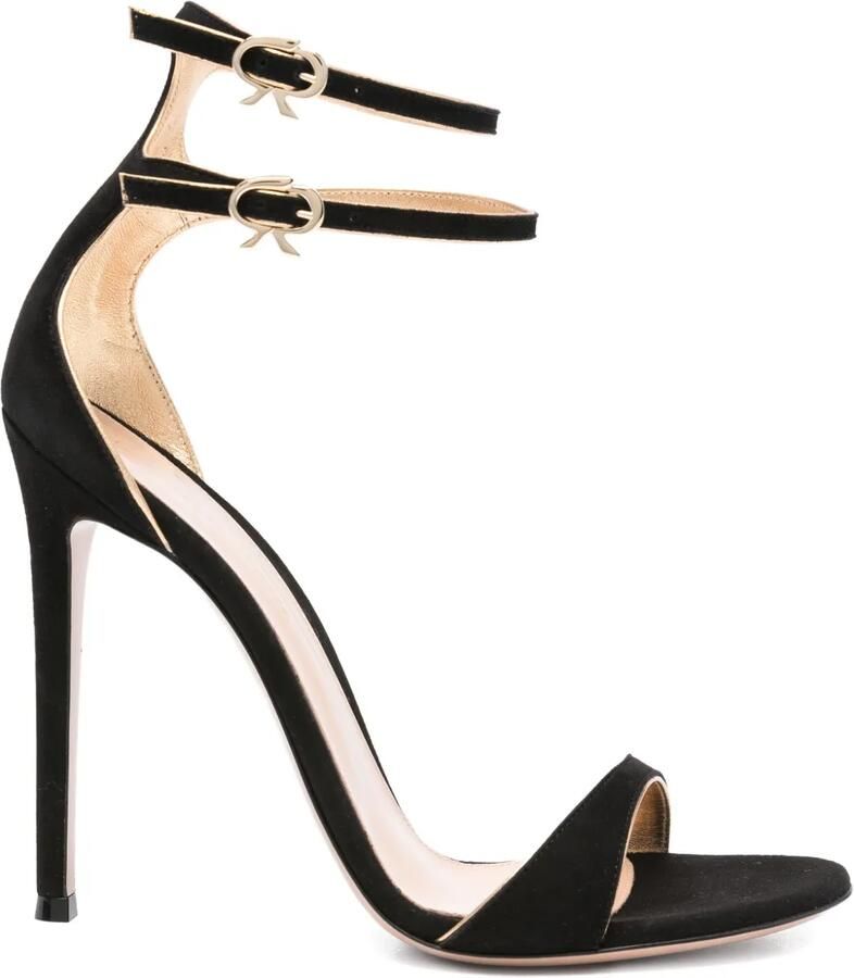 Gianvito Rossi 115 mm Victorine stiletto sandalen met dubbele gesp Zwart