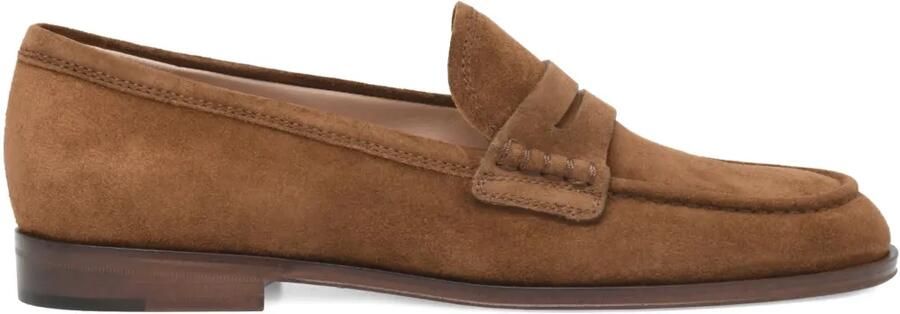 Gianvito Rossi 20 mm Georgie suède penny loafers met bandje Bruin