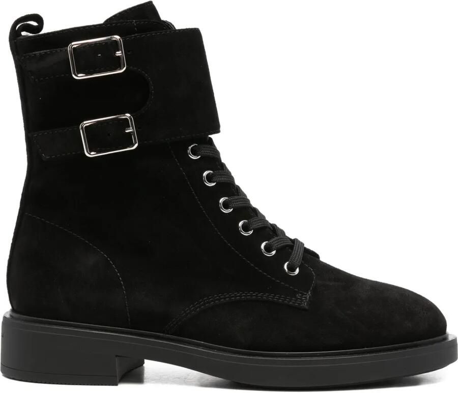Gianvito Rossi 35 mm Ripley suède laarzen met dubbele gesp Zwart