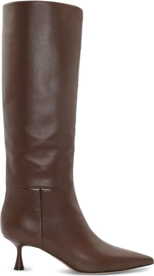 Gianvito Rossi 55 mm Joyce leren knielaarzen met puntige neus Bruin