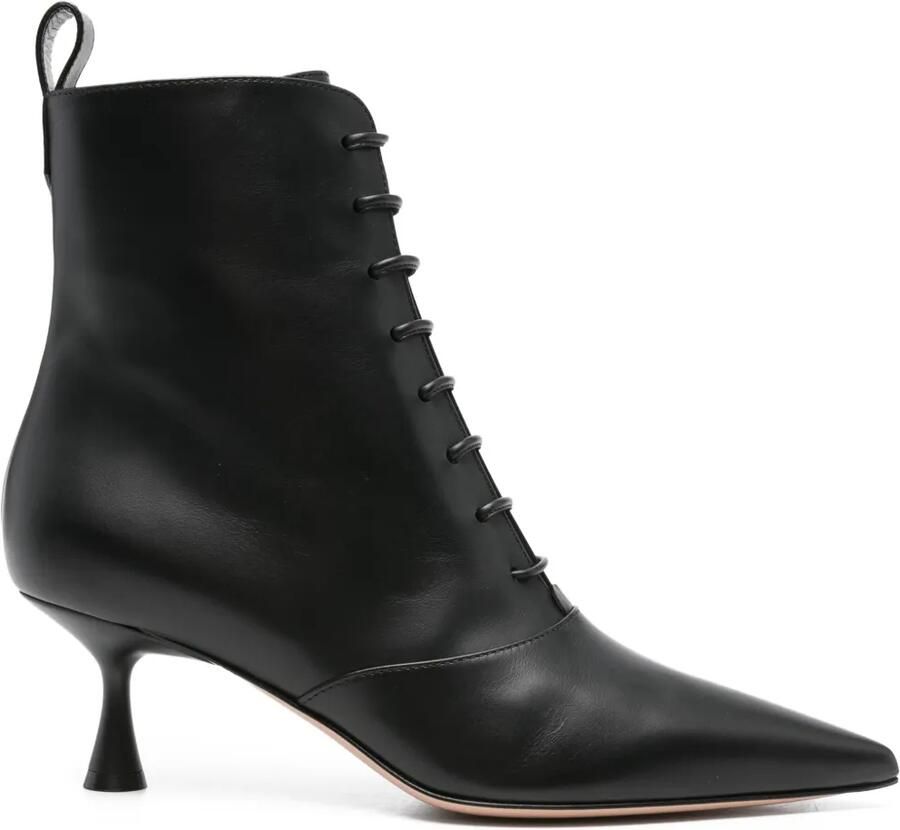 Gianvito Rossi 55 mm Morganne laarzen met puntige neus en veters Zwart