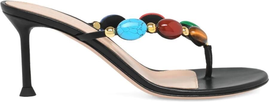 Gianvito Rossi 70 mm Shanti verfraaide sandalen met hak Zwart