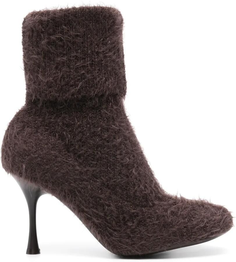 Gianvito Rossi 85 mm gebreide enkellaarzen Bruin