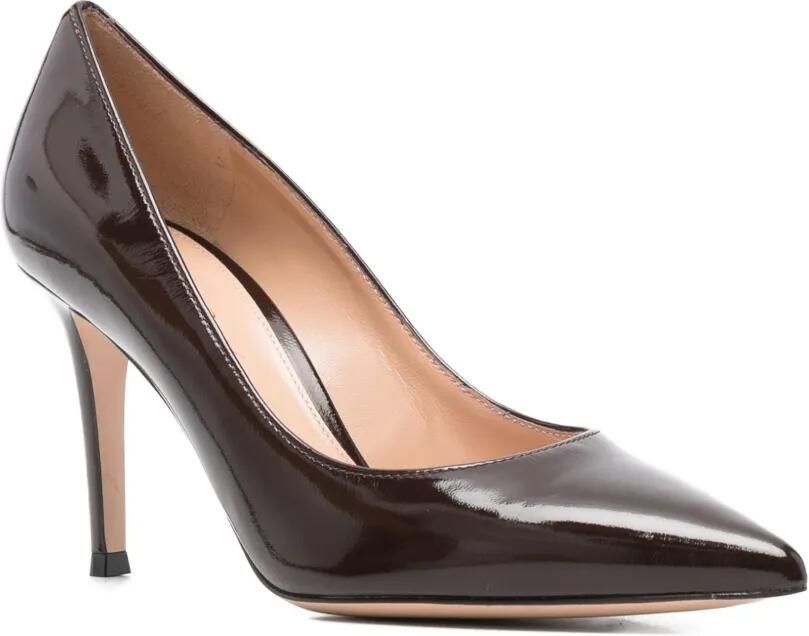 Gianvito Rossi 85 mm leren pumps Bruin - Foto 3