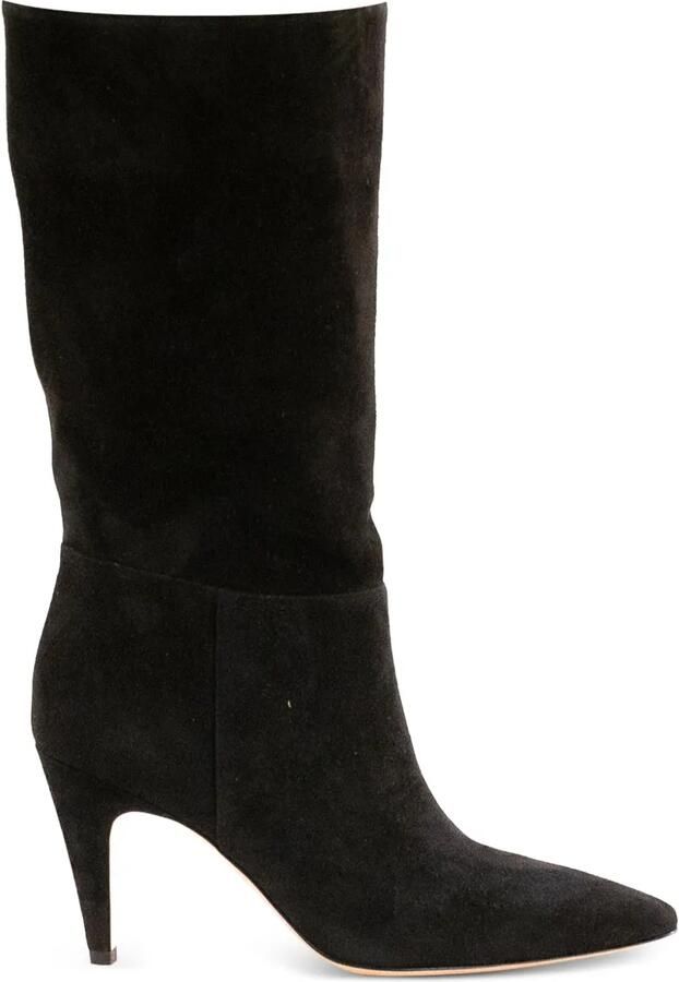 Gianvito Rossi 85 mm suède laarzen met puntige neus Zwart