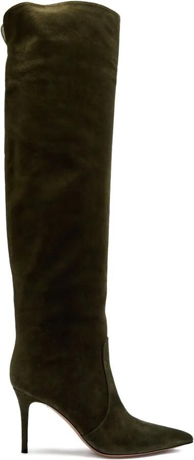 Gianvito Rossi 90 mm Hansen suède overknee laarzen Groen