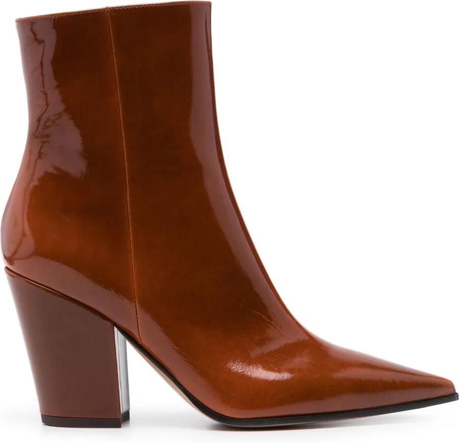 Gianvito Rossi 90 mm lakleren enkellaarzen Bruin