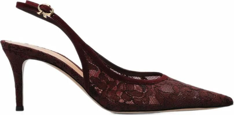 Gianvito Rossi Claudia lace slingback pumps Rood