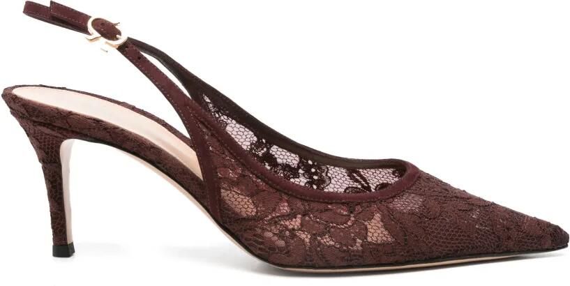 Gianvito Rossi Claudia Sling 70 pumps met kanten vlakken Bruin