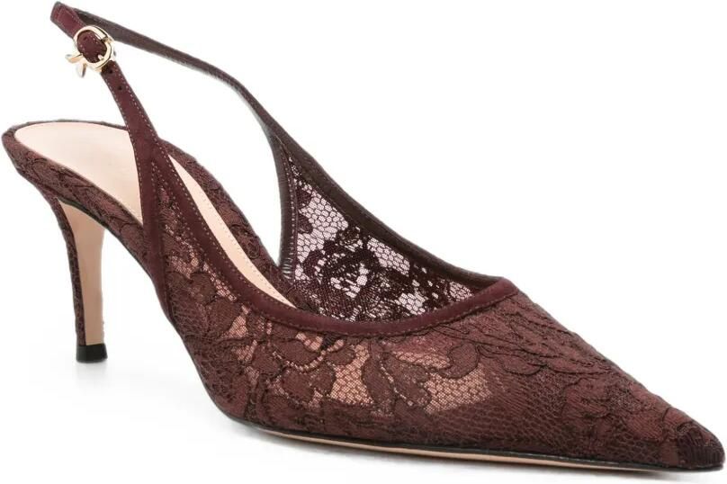 Gianvito Rossi Claudia Sling 70 pumps met kanten vlakken Bruin - Foto 3