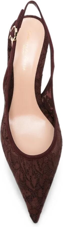 Gianvito Rossi Claudia Sling 70 pumps met kanten vlakken Bruin - Foto 4