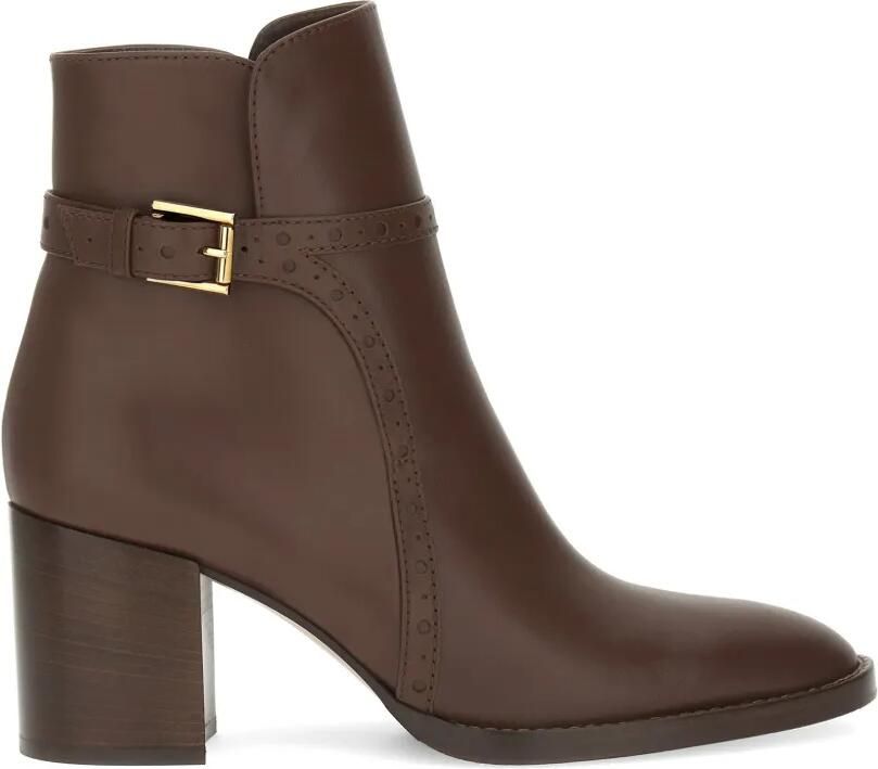 Gianvito Rossi Enkellaarzen met brogue-detail en gespbandje Bruin
