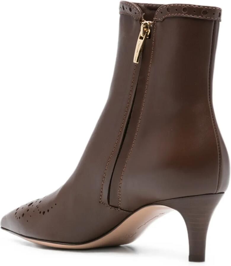 Gianvito Rossi Enkellaarzen met puntige neus en brogue-detail Bruin - Foto 2