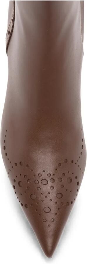 Gianvito Rossi Enkellaarzen met puntige neus en brogue-detail Bruin - Foto 3