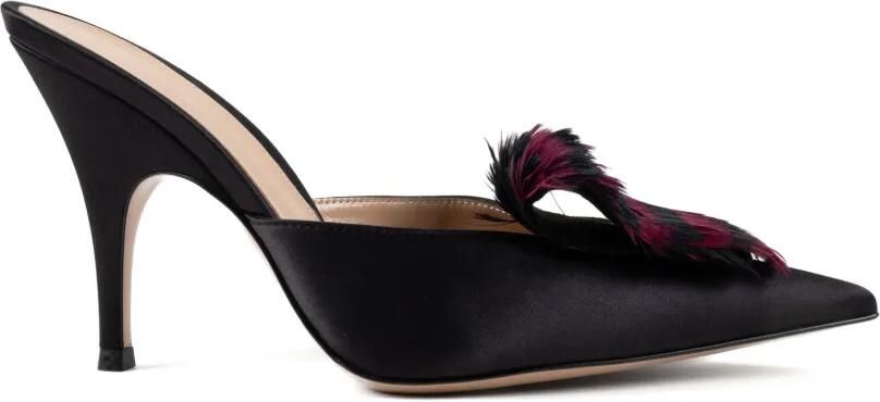 Gianvito Rossi feather-embellished heeled mules Zwart